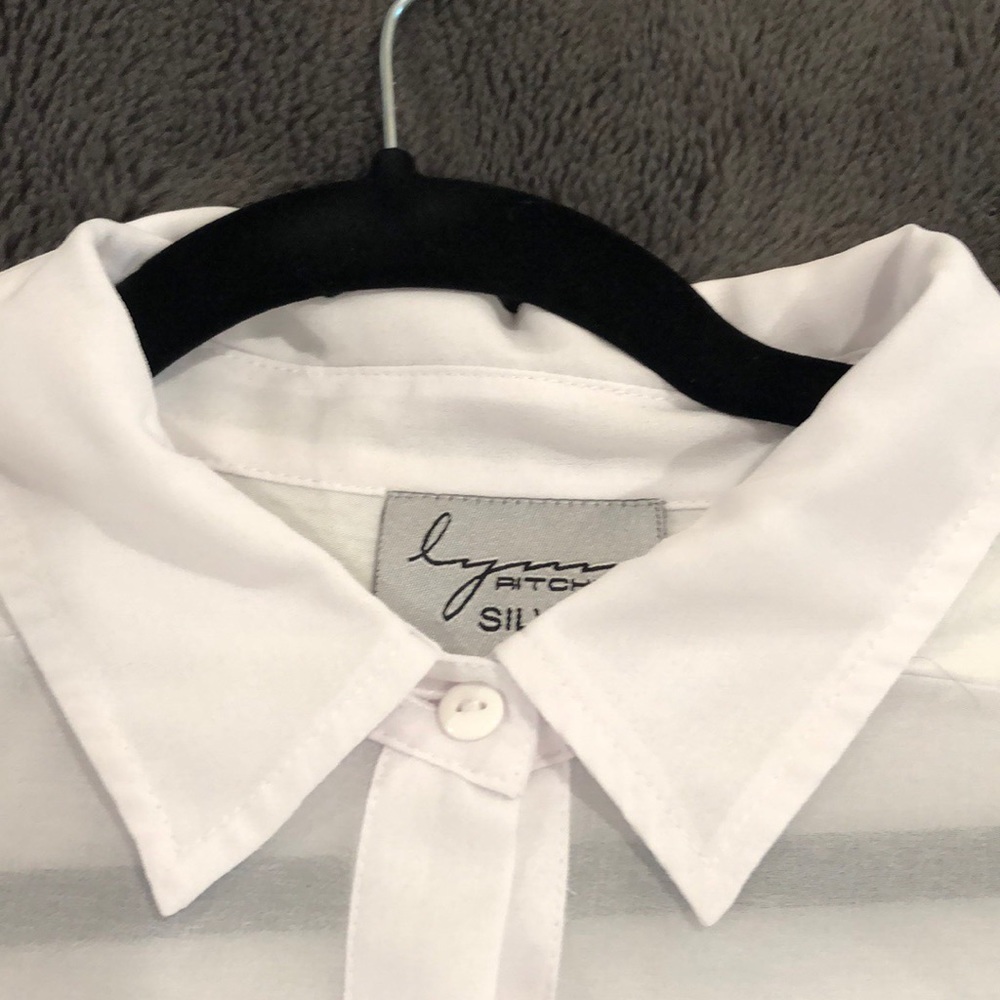 White jersey and polyester blouse